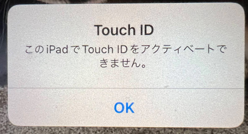 このiPadでTouch IDをアクティベートできません。