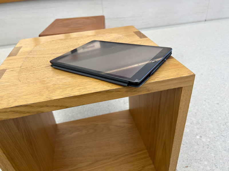 Apple新宿で診断を待つ、むすこのiPad。
