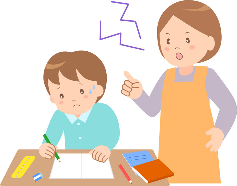 勉強でお母さんに怒られるイメージ