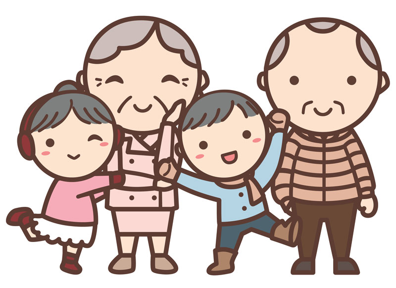 孫と老夫婦
